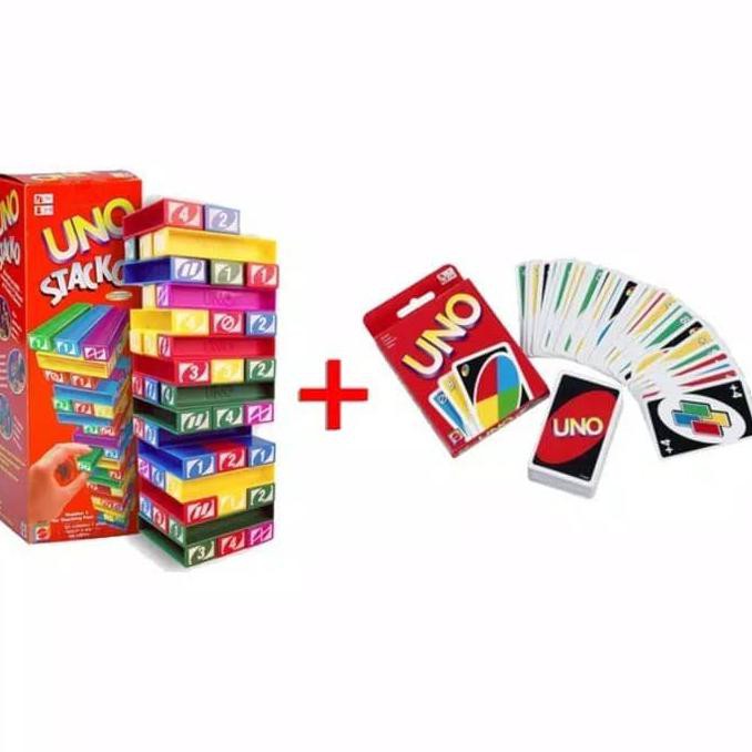 Uno Stacko Package + Uno Card / Uno Staco Family Toy + Uno Card
