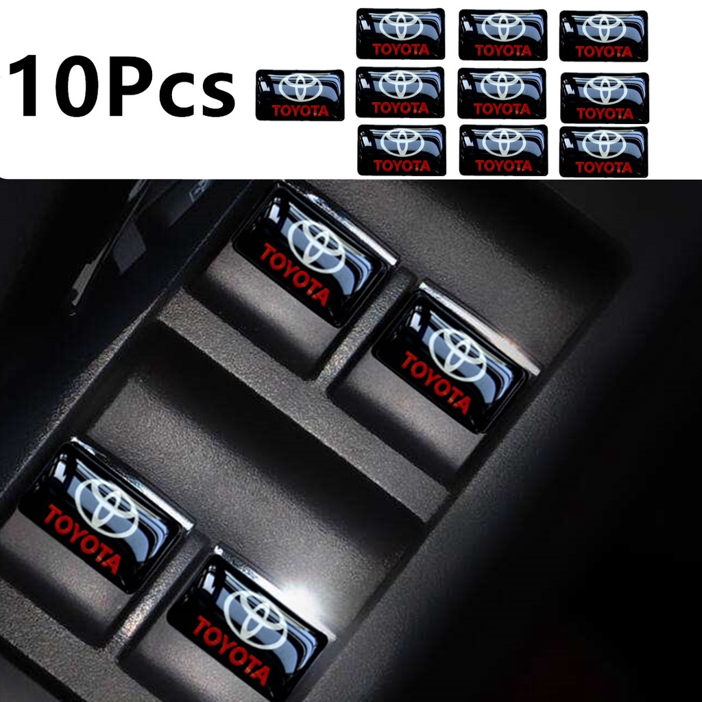 10Pcs Toyota Steering Wheel 3D Stickers DoorWindow Switch Badge ...