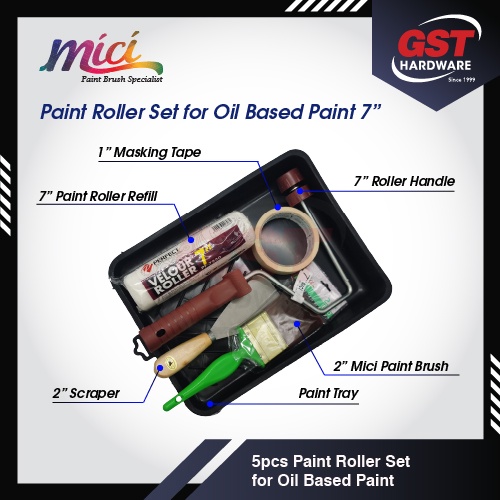 5pcs Wall Painting Tools with Wall Paint Brush Roller Paint Tray Alat