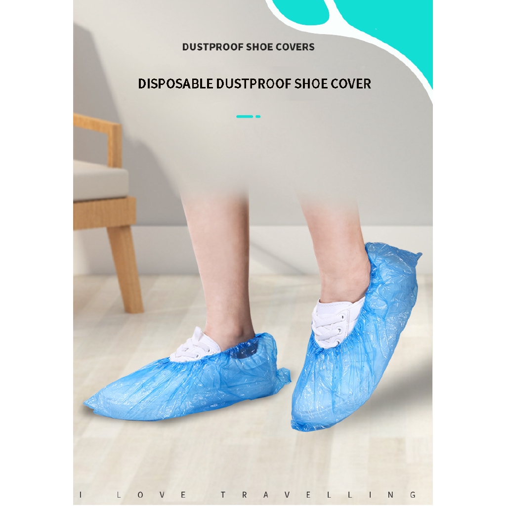 100Pcs/Set Disposable Plastic Shoe Covers Rooms Outdoors Waterproof ...
