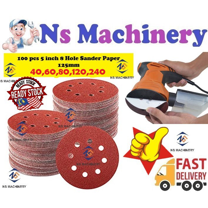 Sander Paper/100pcs Sanding Disc 5 inch 125mm Orbital Sand Paper 8