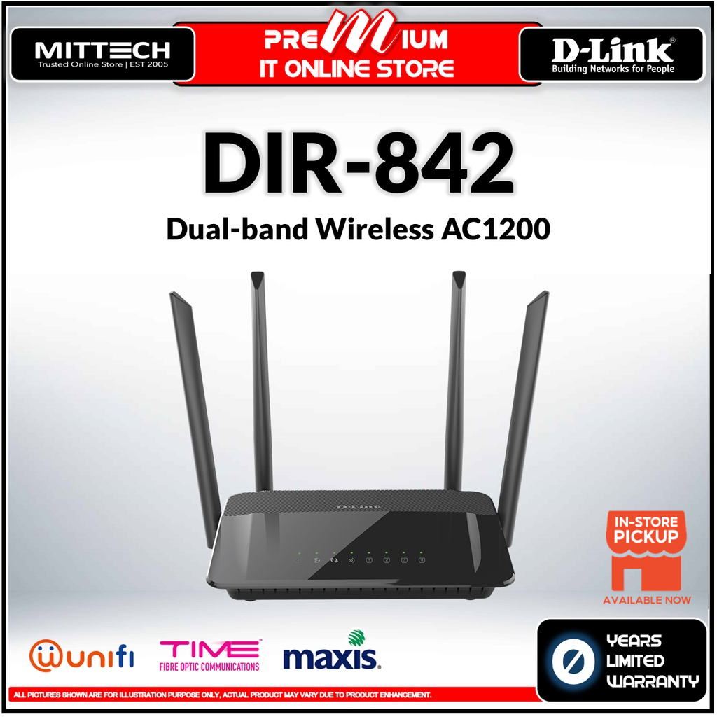 D-Link Wireless AC1200 MU-MIMO Wi-Fi Gigabit Router | DIR-842 | Shopee ...