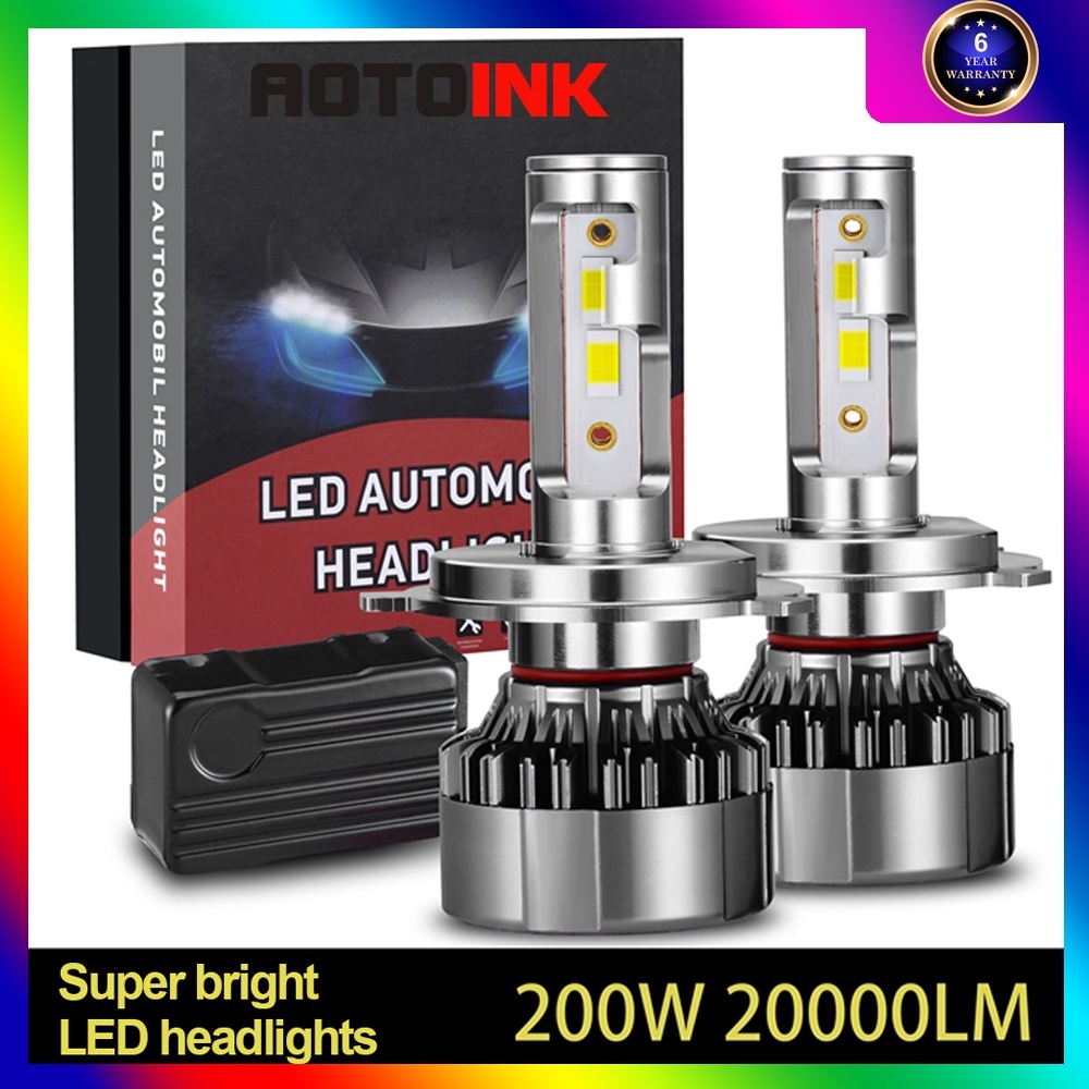 AOTOINK 1 pair 200W Car Headlight H4 LED H7 9005 HB3 H1 H3 H11 H8 Auto ...