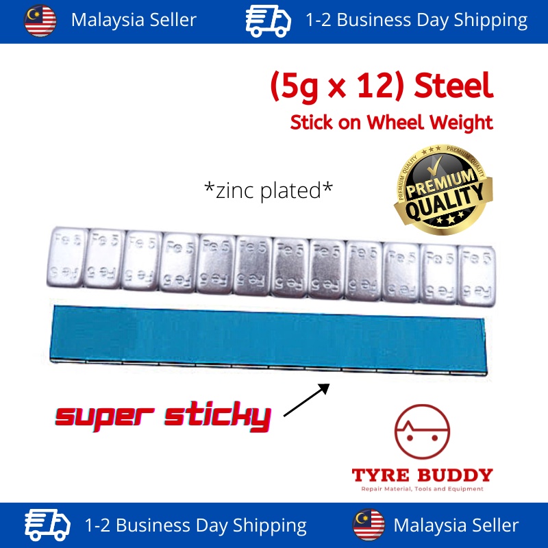 STEEL Adhesive Stick On Wheel Weight Strips (5Gx12) [1 STRIP] ; Wheel