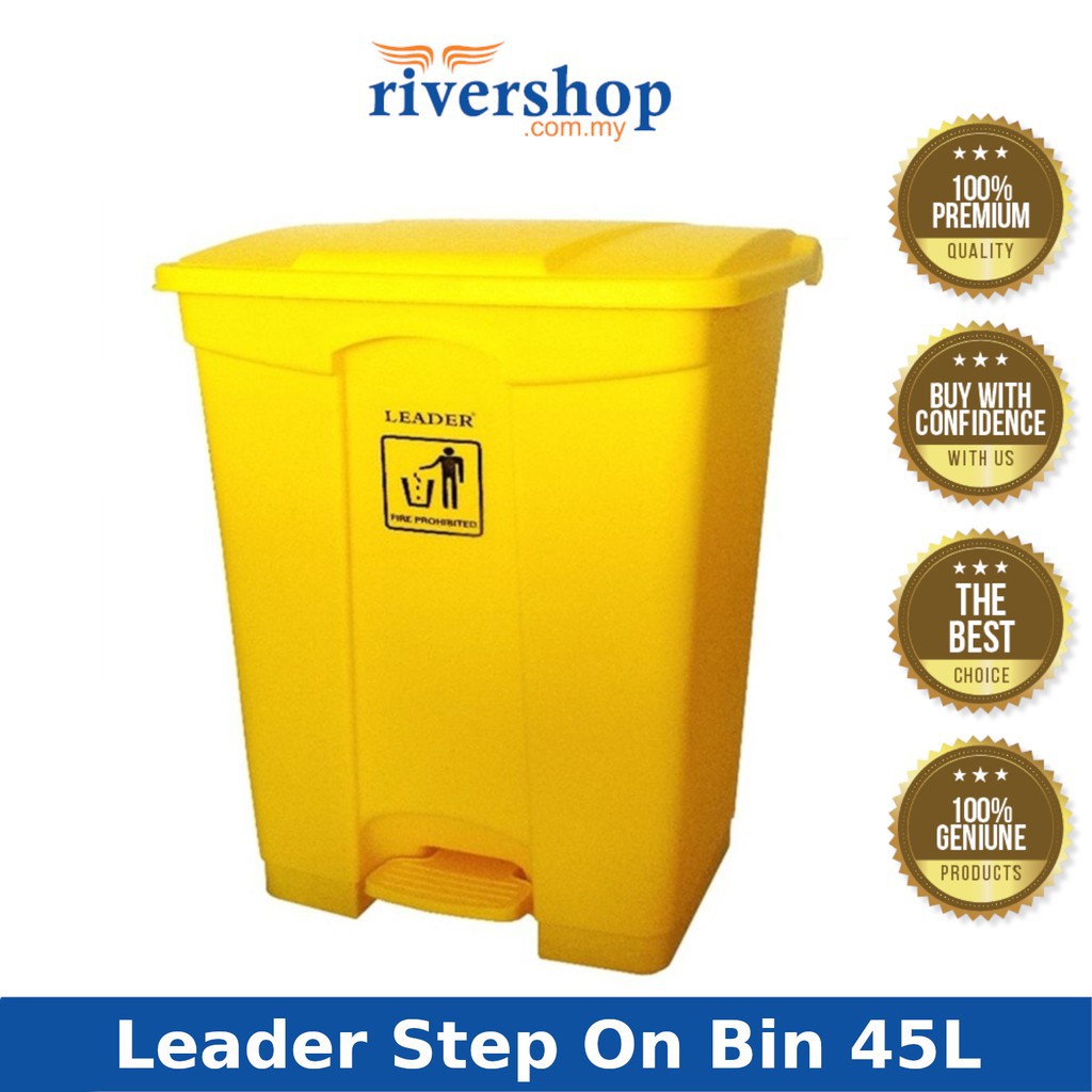 tong sampah Leader 45Litres Step on Bin Pedal Plastic Wastebin Dustbin ...