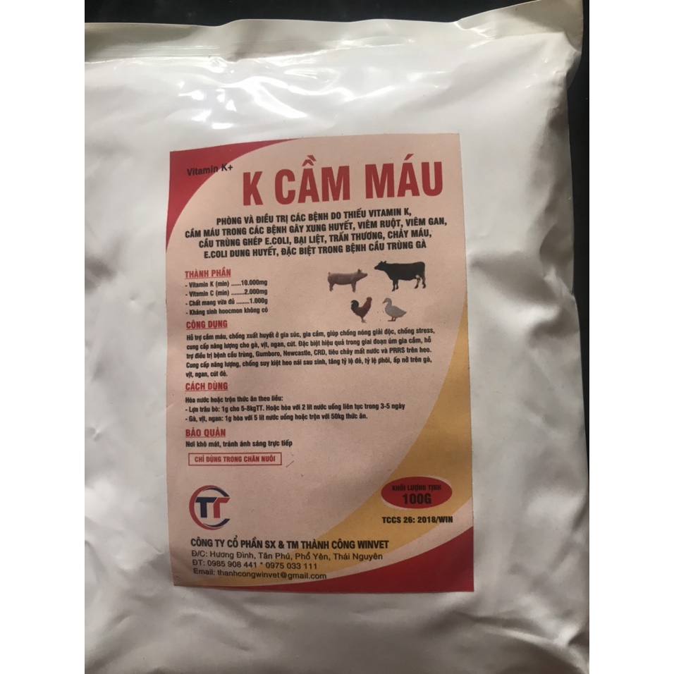 100 grams of Vitamin K stops bleeding, tonic for dogs, cats, chickens