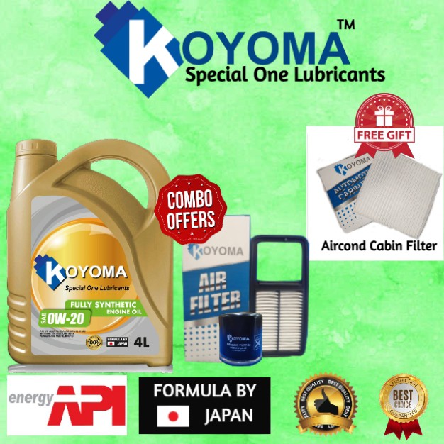 PERODUA AXIA AIR FILTER + OIL FILTER + KOYOMA 0W20 FULLY SYNTHETIC ...