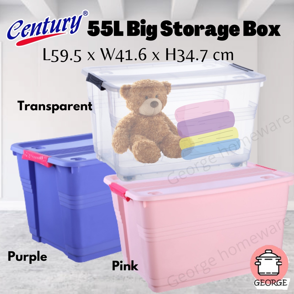 7612 Century 55L BIg Plastic Storage Box with wheels Kotak Besar ...