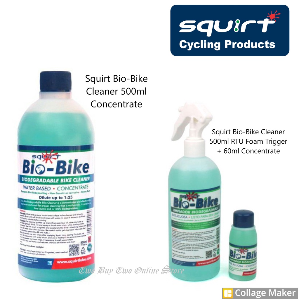 Squirt BioBike Biodegradable Bike Cleaner Bike Wash And Degreaser 500ML Ready To Use And 60ML