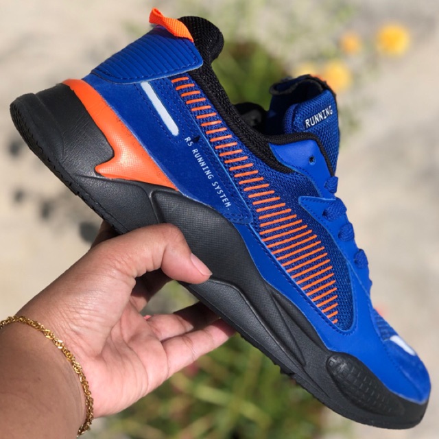 Puma blue cheap and orange sneakers