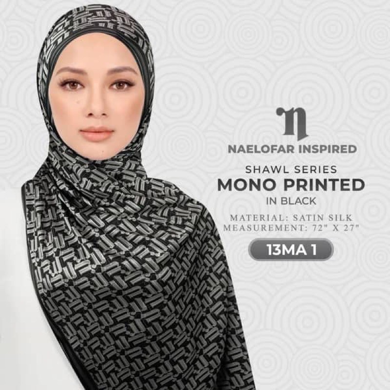 naelofar mono printed shawl