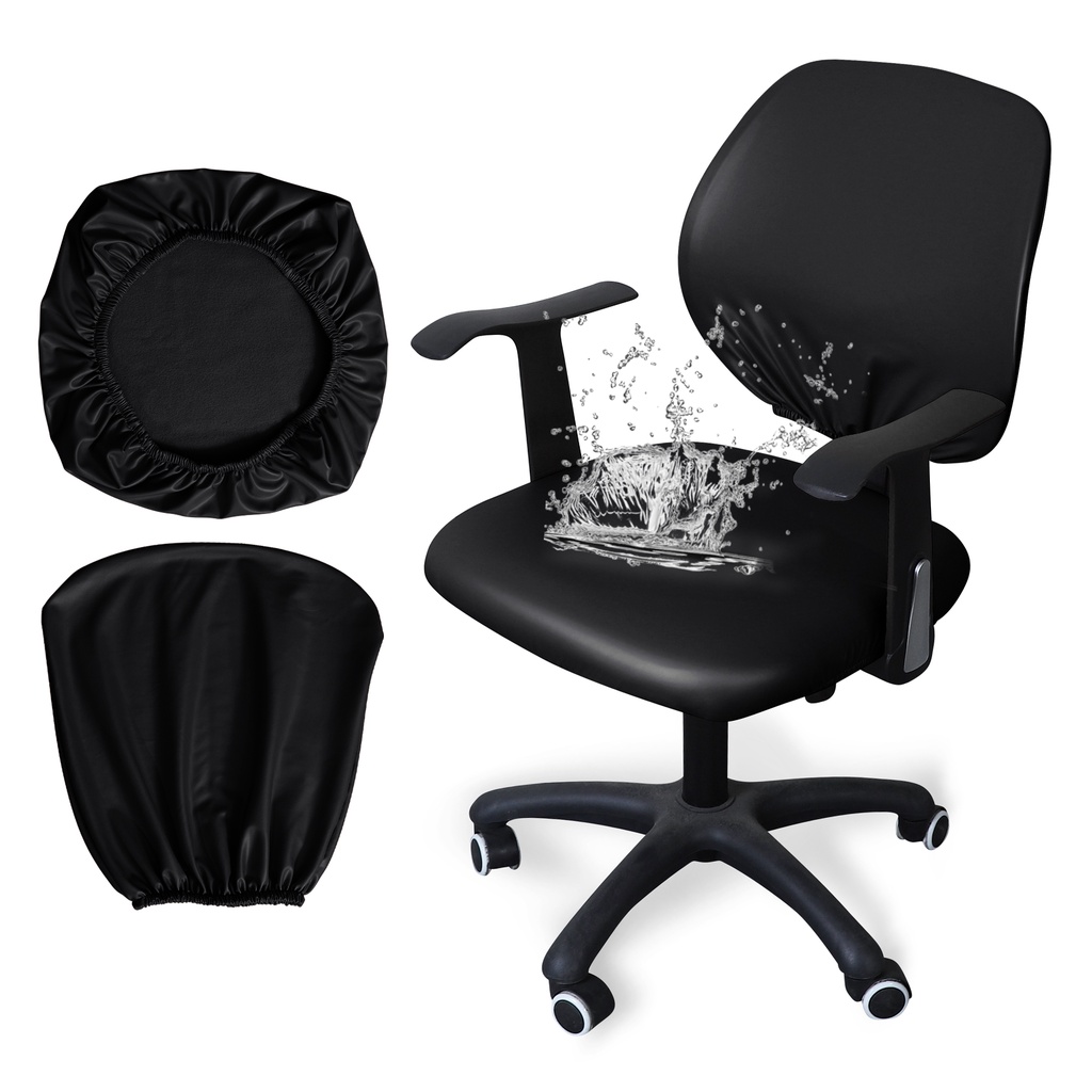 Waterproof Office Chair Cover PU Leather Solid Computer Chair Backrest ...