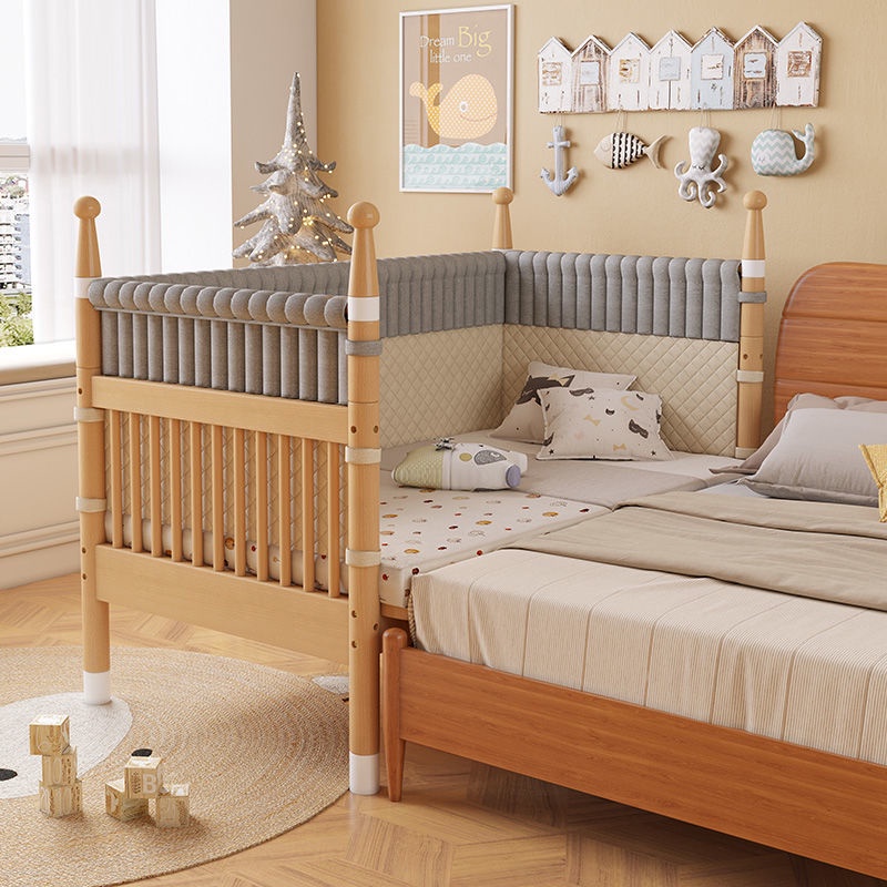 Ju wood cribs boy baby crib bed with guardrail girl princess bed ...