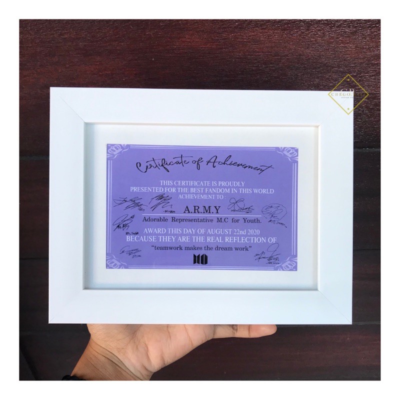 Bts ARMY Certificate+Frame Shopee Malaysia