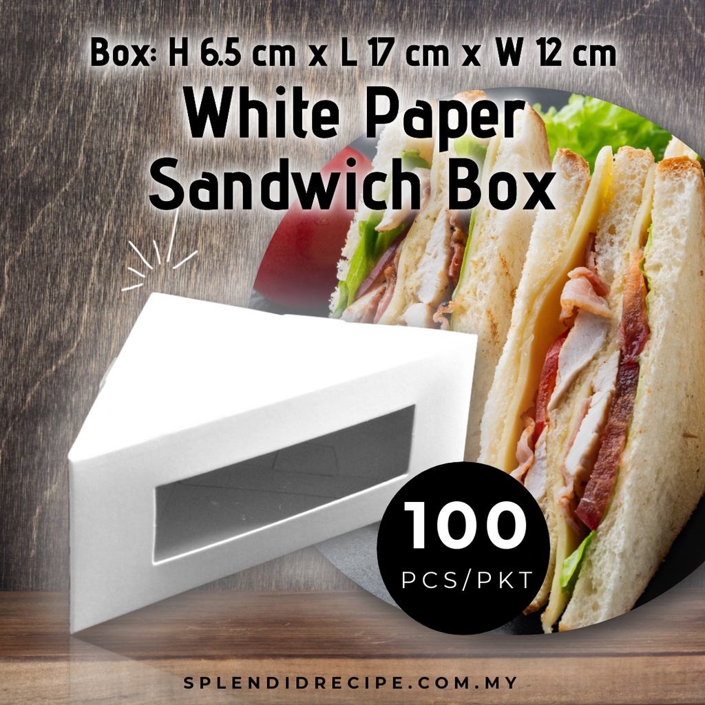White Paper Sandwich Box (100 pcs/pkt) Shopee Malaysia