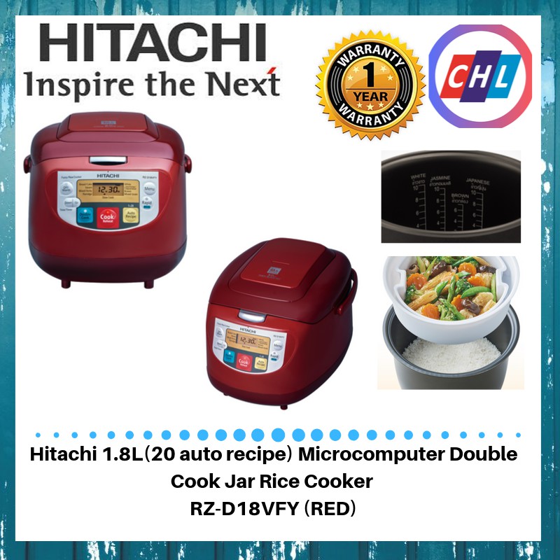 Hitachi 1.8L (20 AUTO RECIPE)Jar Rice Cooker RZD18VFY-DARK RED