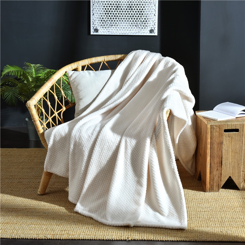 Warm Flannel Throw Blanket Waffle Textured Quilt Bedding for Bed Sofa ...