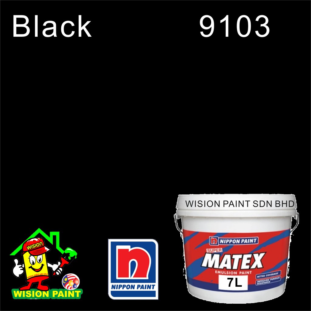 9103 BLACK / HITAM / ( 7 LITER ) NIPPON PAINT ( SUPER MATEX 7L ...