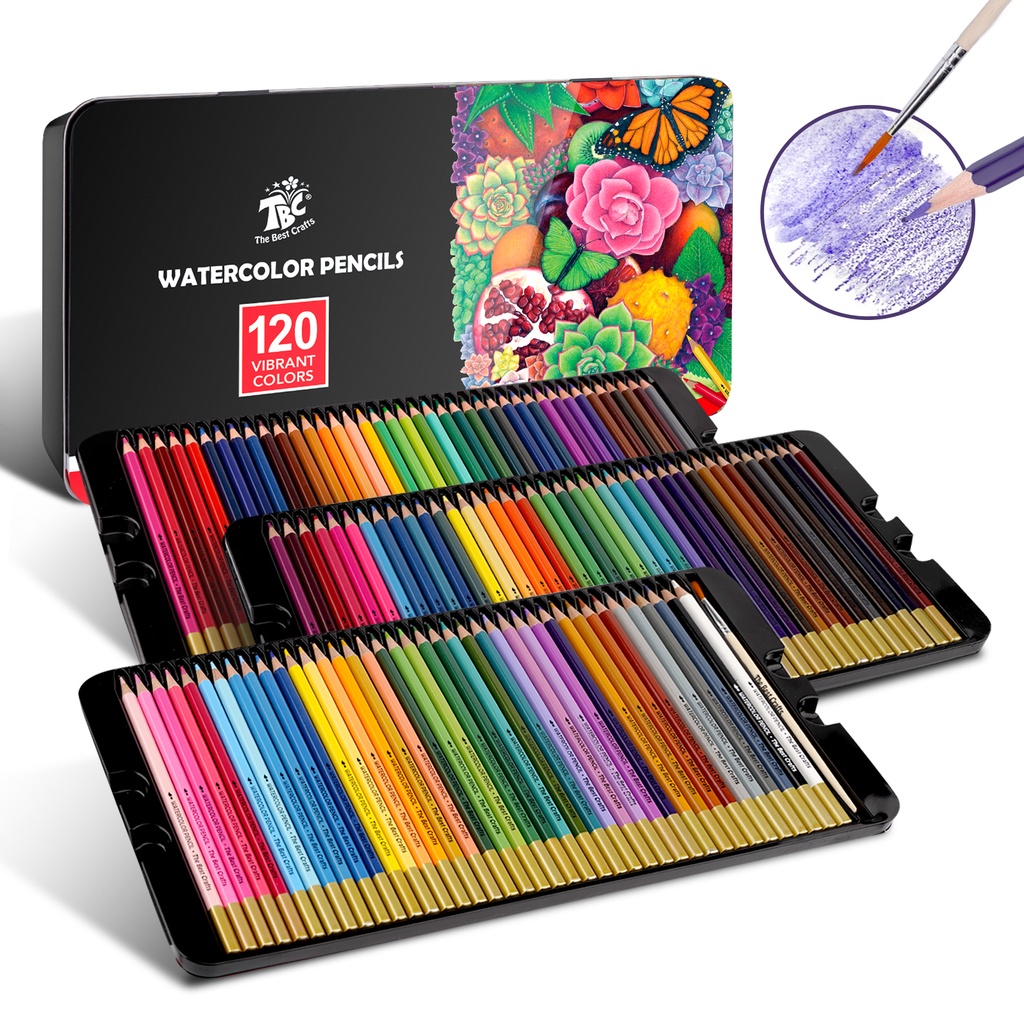 TBC The Best Crafts 48 Watercolor Pencils Professional,Color Pencils with  Metal Box,Drawing Pencils for Kids and Adults