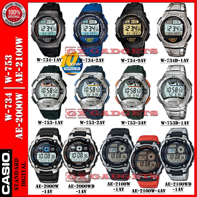 CASIO W 734 W 734D W 753 W 753D AE 2000W AE 2000WD AE 2100W AE