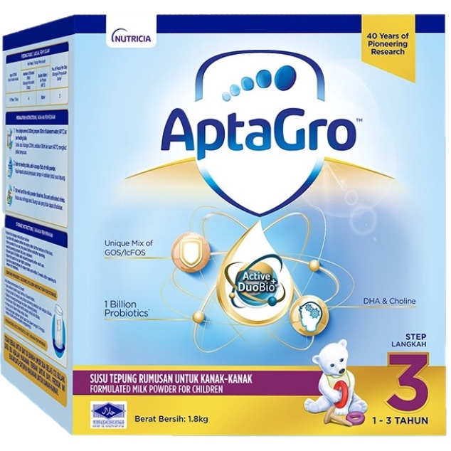 [CASHBACK 10%] AptaGro Step 3 &amp; 4 Milk Powder - 1.8 kg (milk formula) ( NEW PACKAGING) / APTA