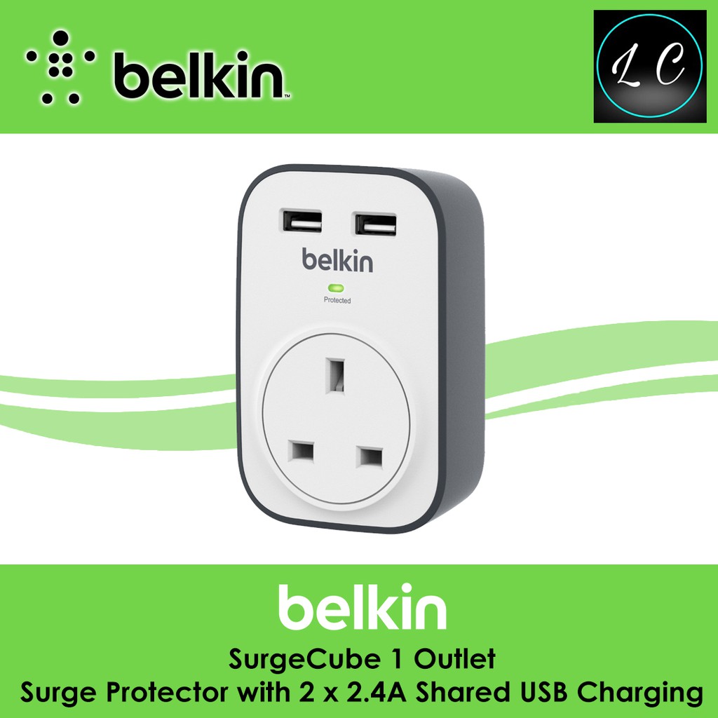 Belkin BSV103SA Surge Cube 1 Outlet Surge Protector With 2 X 2.4A ...