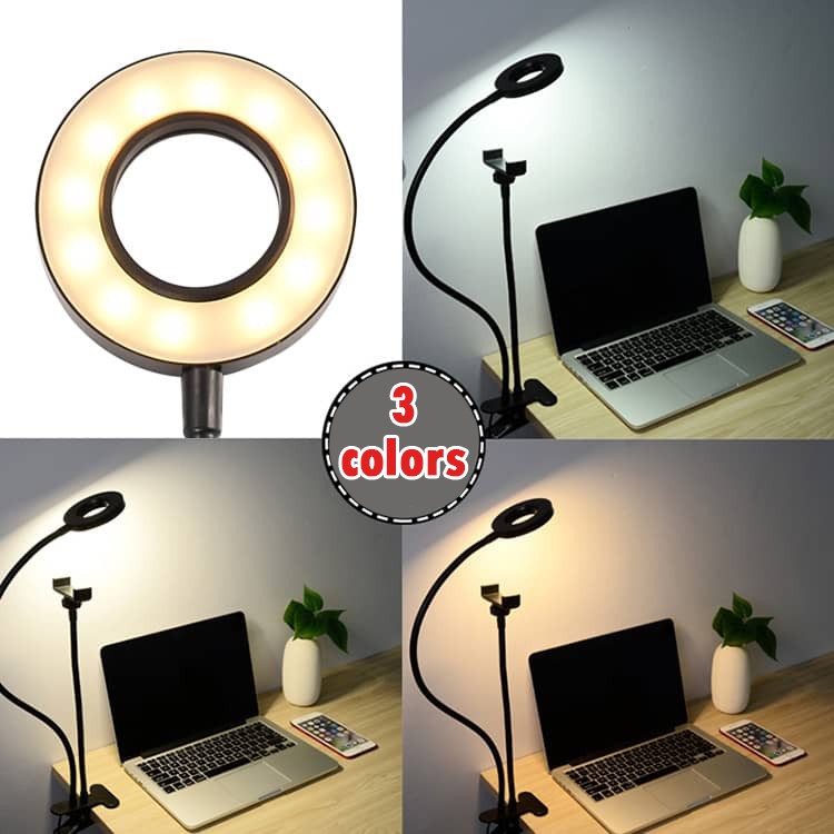 (READY STOCK) Selfie Clip Ring Light +Mobile Phone Holder Tripod USB