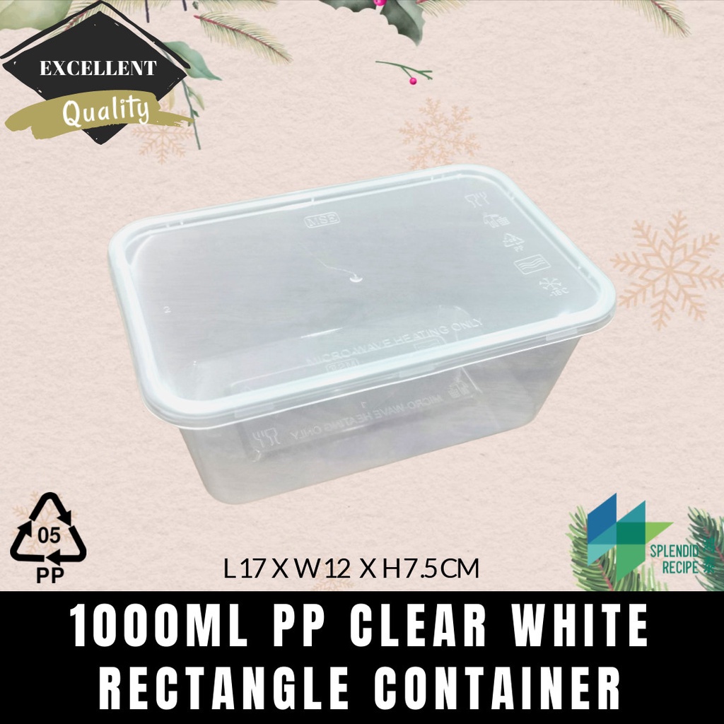 Transparent Square Plastic Container, Size: 17 x 12 x 5 cm, Capacity: 1000  ml