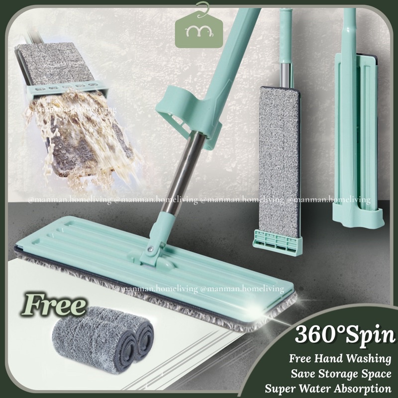 Ready Stock🇲🇾𝗠𝗔𝗚𝗜𝗖 Microfibre Mop Stick Hand Free Mop Lantai Self Wring ...