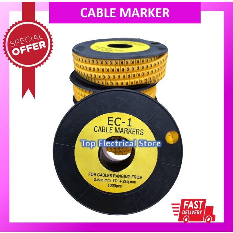 CABLE MARKER NUMBERING A-Z Wire Marker EC-1 (1000pcs) | Shopee Malaysia