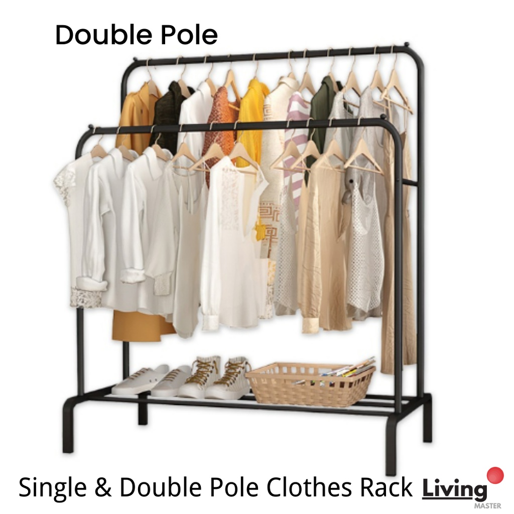 Single & Double Pole Clothes Rack Strong Powder Coated Drying Rack