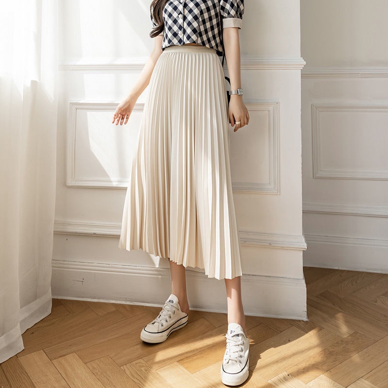 LALACloset Satin Skirt Pleated Skirt for Women Skirt Summer High Waist Skirt Umbrella Skirt Midi Skirt Pleated A line Skirt Skirt Labuh Muslimah Long Skirt Muslimah korean skirt flare skirt skater