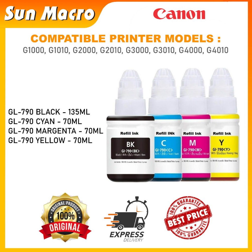CANON GI-790 INK G1000/G2000/G3000/G4000/G1010/G2010/G3010/G4010 ...