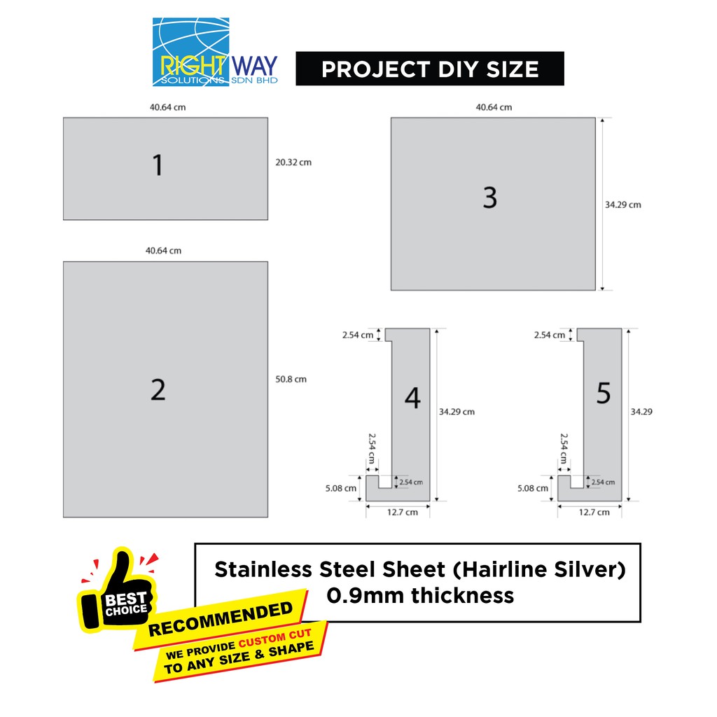Custom Size Stainless Steel Sheet (Hairline Silver) 0.9mm thickness