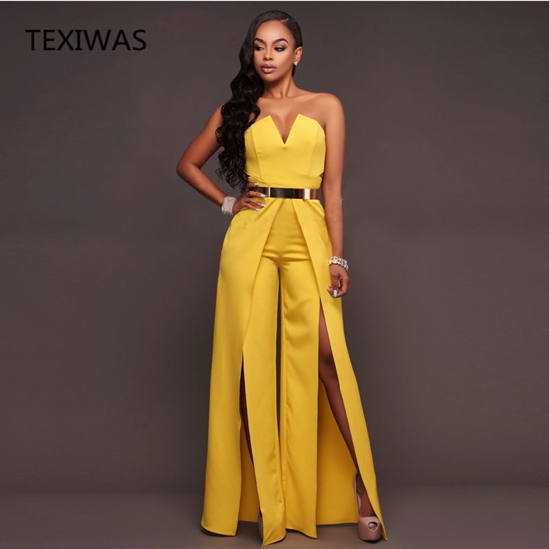 Yellow jumpsuit cheap off the shoulder