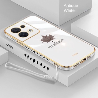Case For OPPO Reno 10 Pro 5G Plated Maple Leaf Frame Silicone Soft