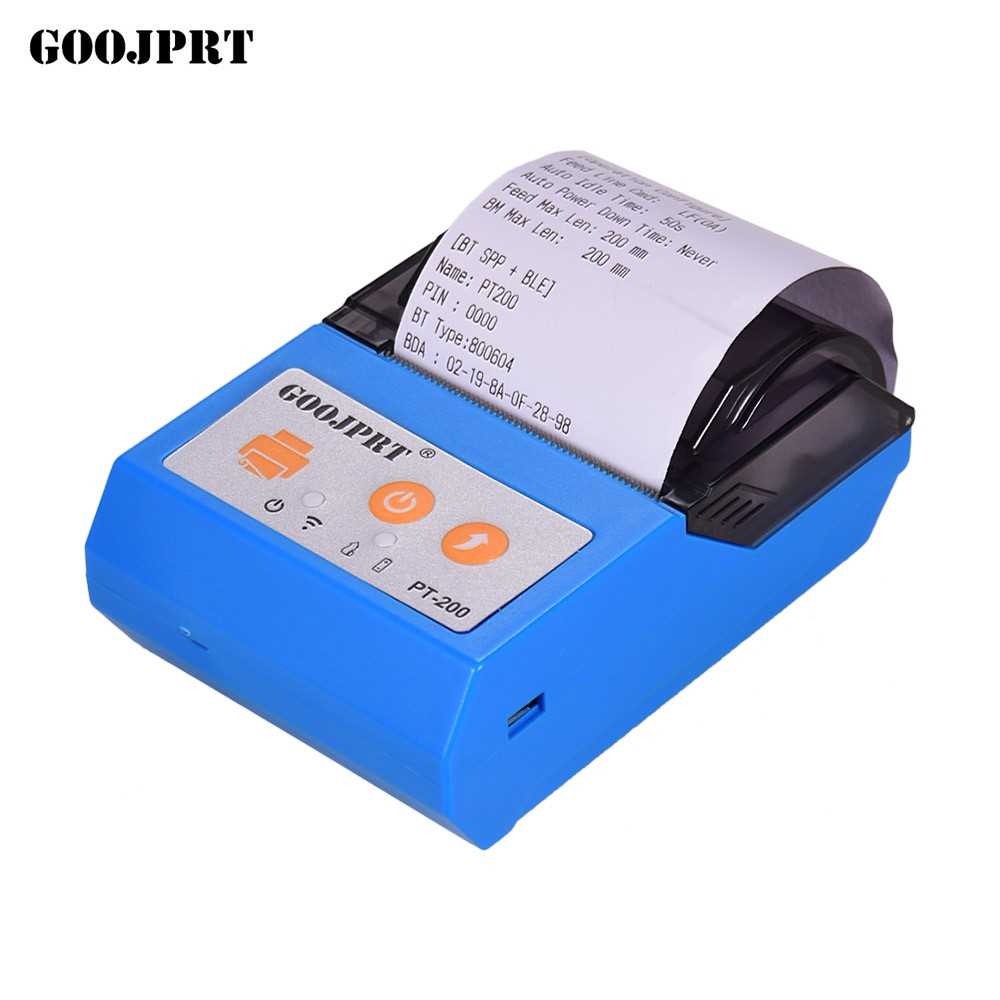 GOOJPRT PT200 Portable Wireless BT 58mm Receipt Thermal Printer Mini ...