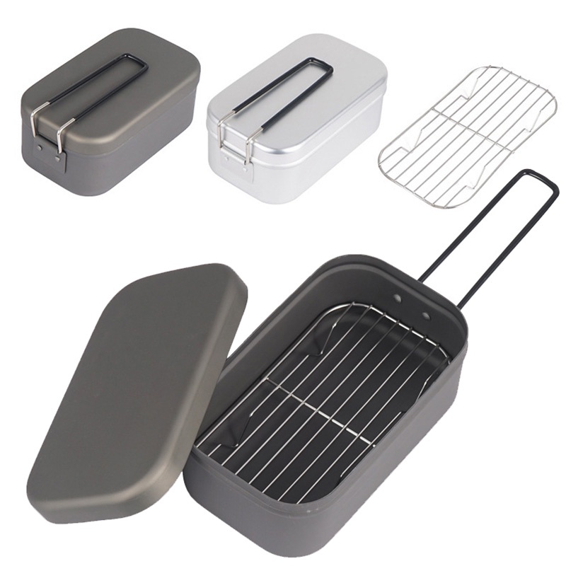 Camping Folding Handle Aluminum Lunch Box Outdoor Mountaineering