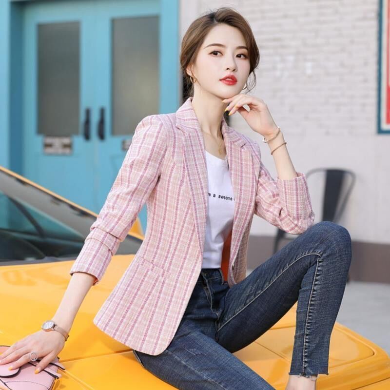 Women Girls Work Ladies Korean Long Sleeve Slim Casual Blazer Suit Jacket  Coat