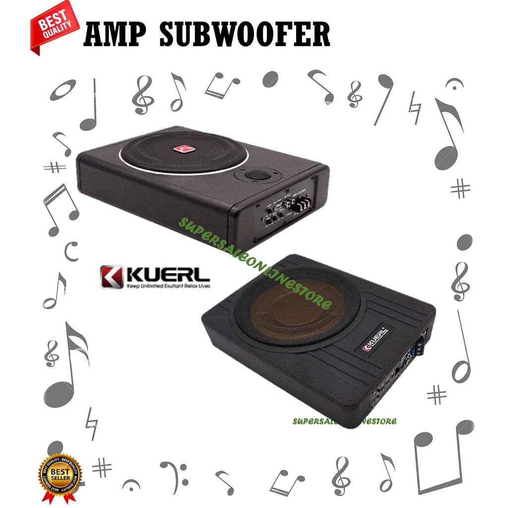 KUERL 8 INCH & 10 INCH Subwoofer Car Audio Under Seat Slim Car Audio