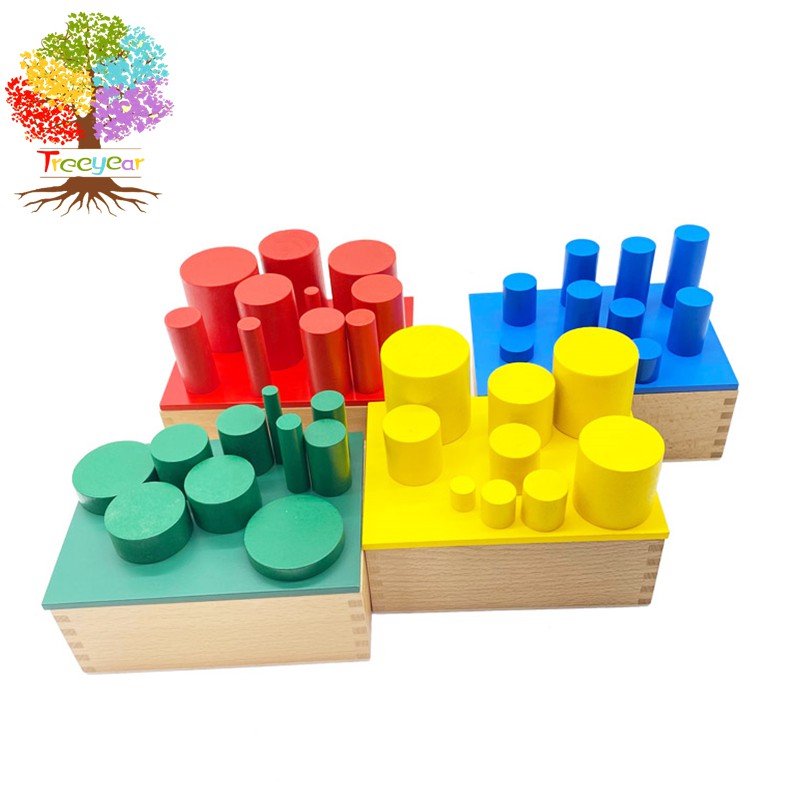 Treeyear Montessori Sensorial Material Knobless Cylinders Kids Wooden ...