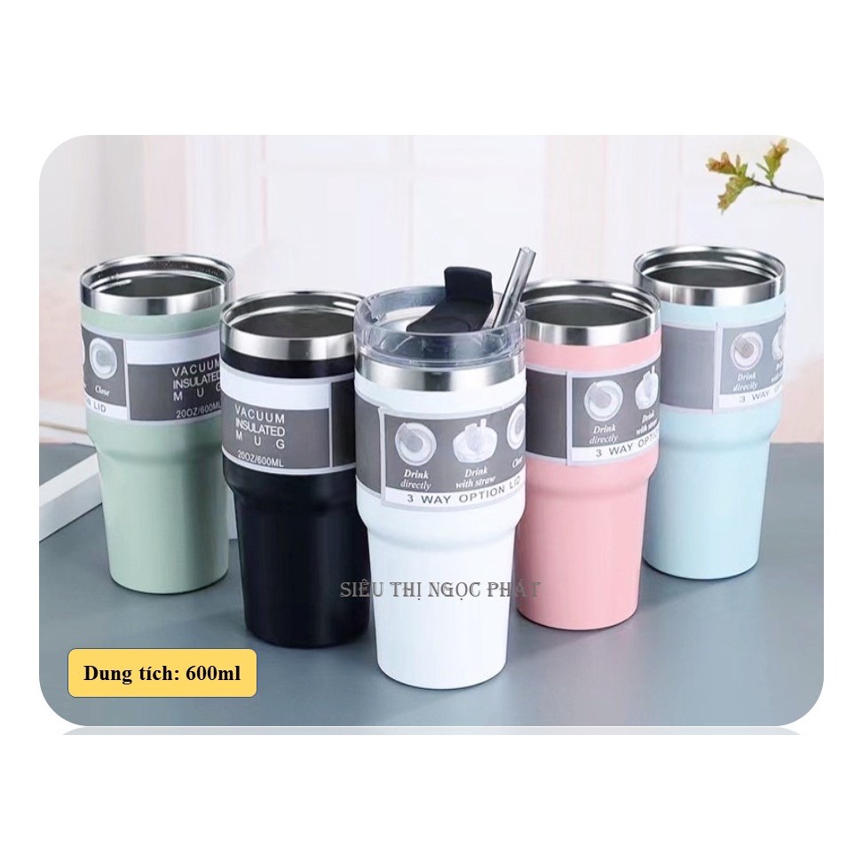 Yeso 600Ml Thermos Cup / Bottle _ With Straw, With 2 Types Of Drinking ...