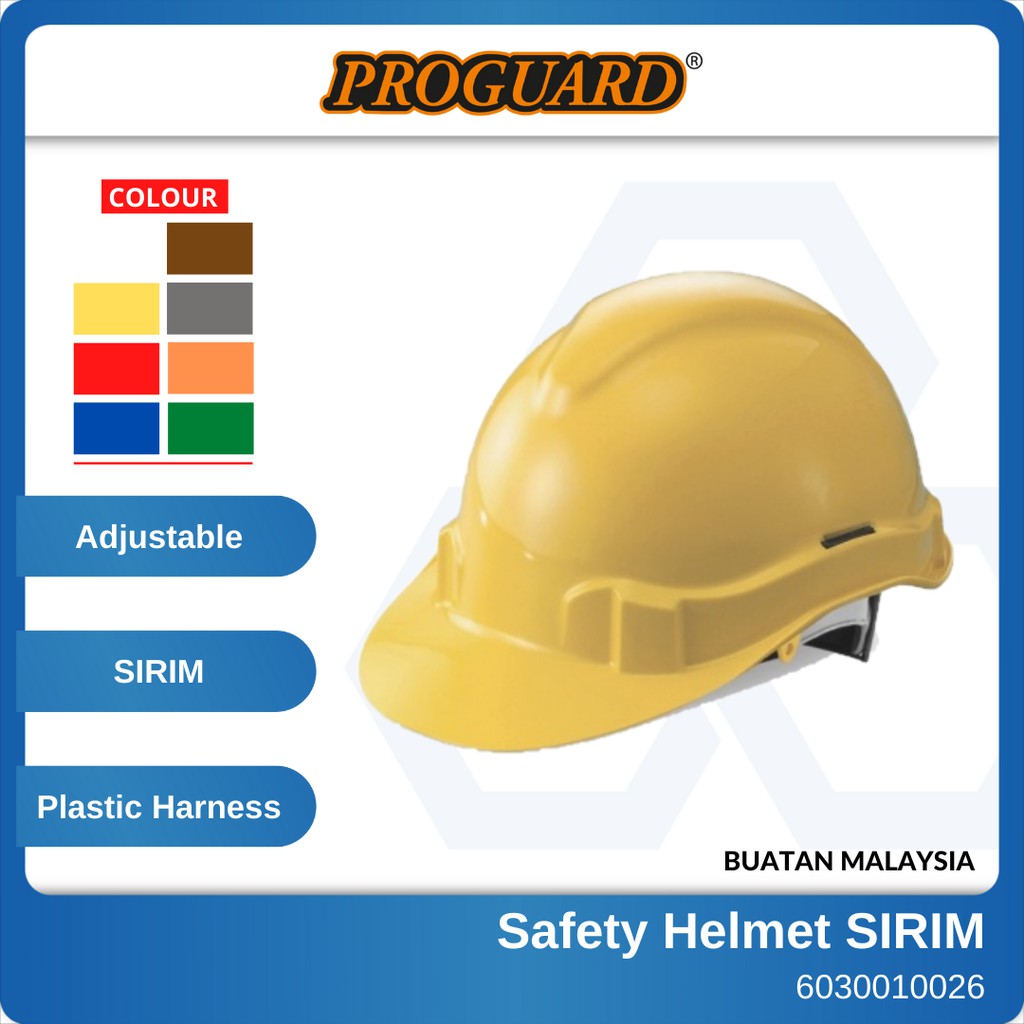 Proguard Safety Helmet Sirim Yellow Red Orange Blue Brown Grey Hg1