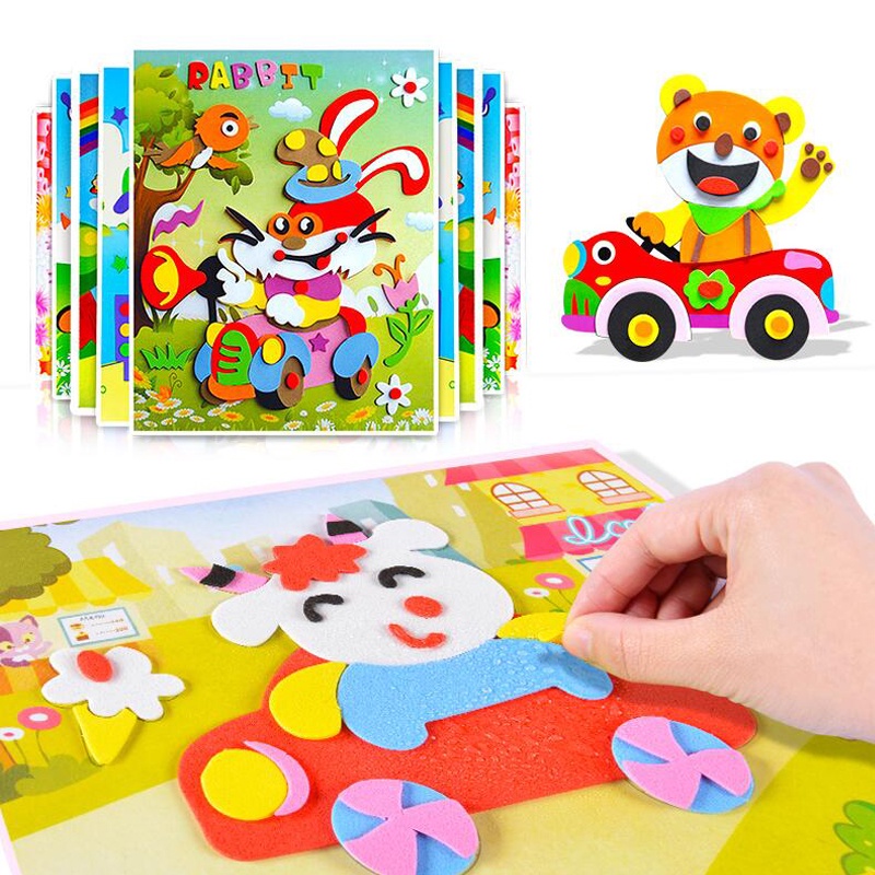 5Pcs 3D EVA Foam Sticker Puzzle Game DIY Cartoon Animal Learning ...
