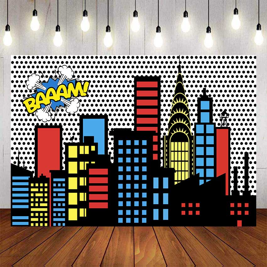 Superhero Birthday Backdrop For Photography Baby Shower Kids Children ...