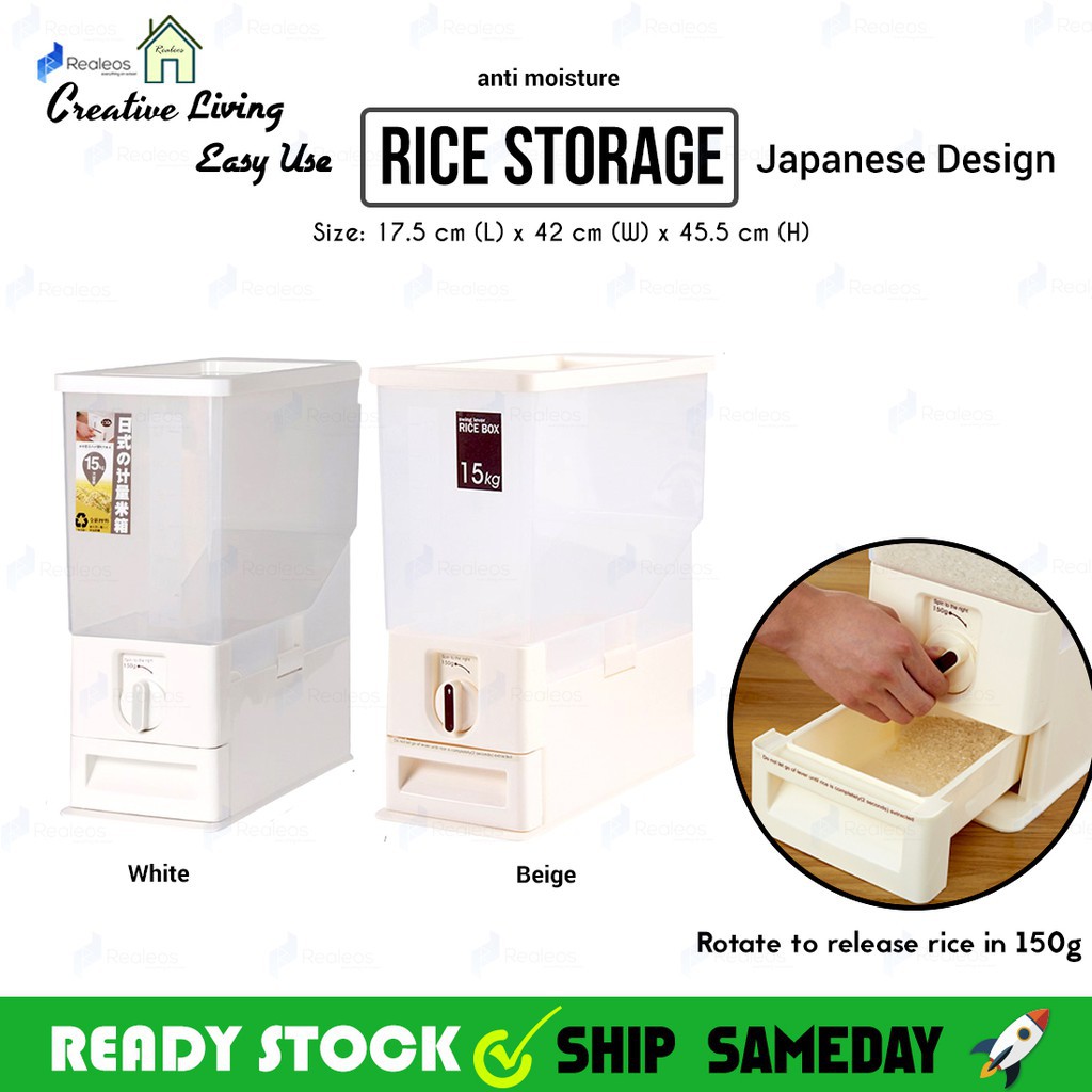 15kg 🔥Japanese Rice Dispenser Kitchen Storage Box | Shopee Malaysia