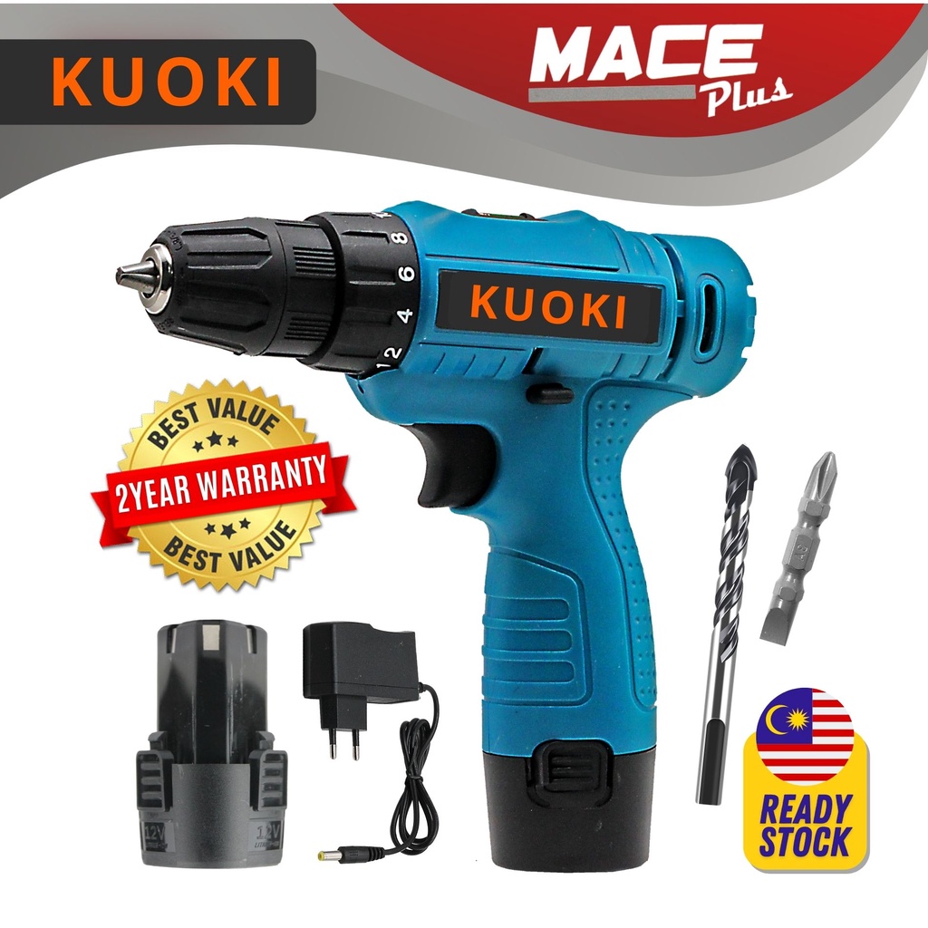 Kuoki 12v Cordless Drill Screwdriver With Battery Li Ion Random