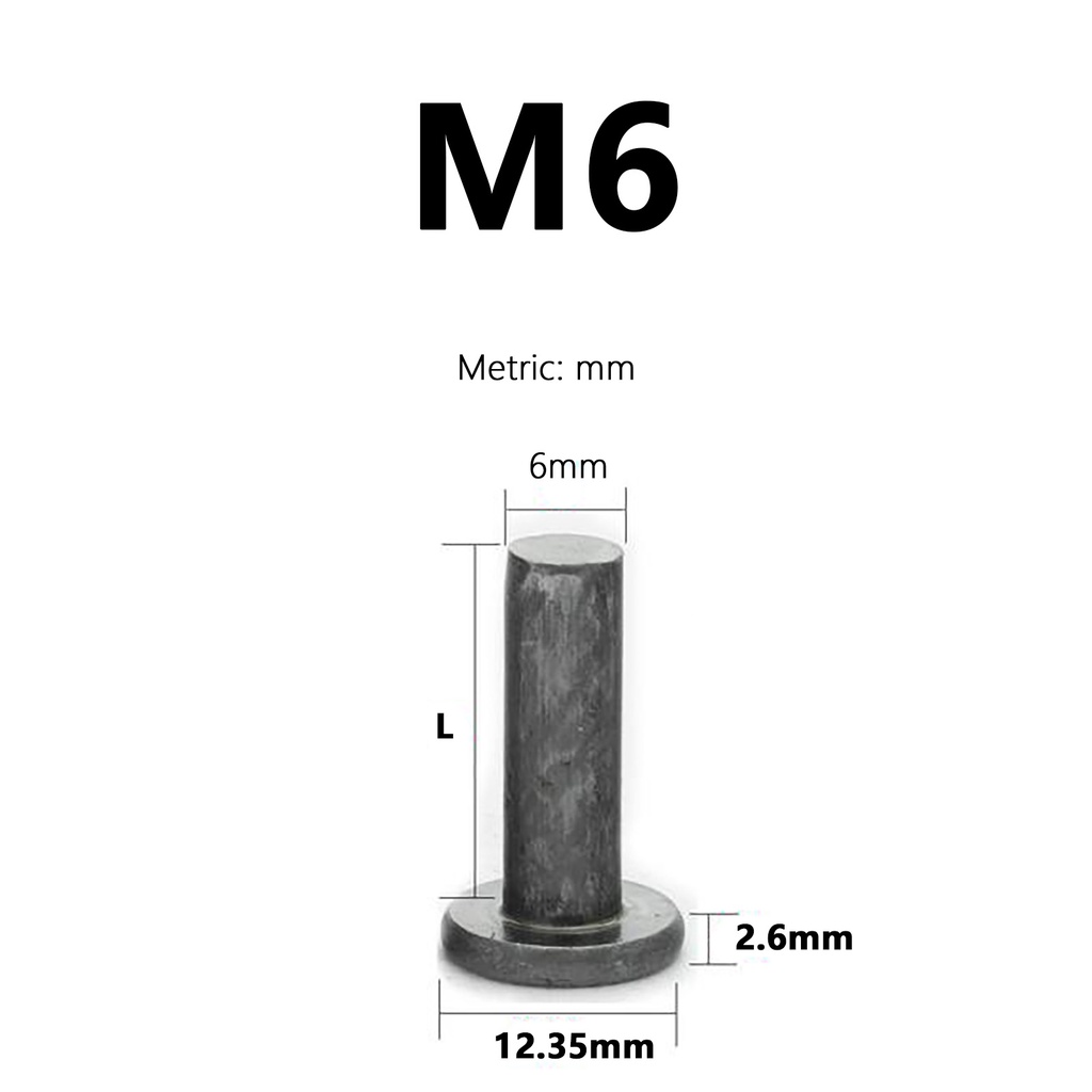 Iron Flat Head Rivet M2 M3 M4 M5 M6 M8 M10 Diameter Size Solid Percussion Fasteners Round Type
