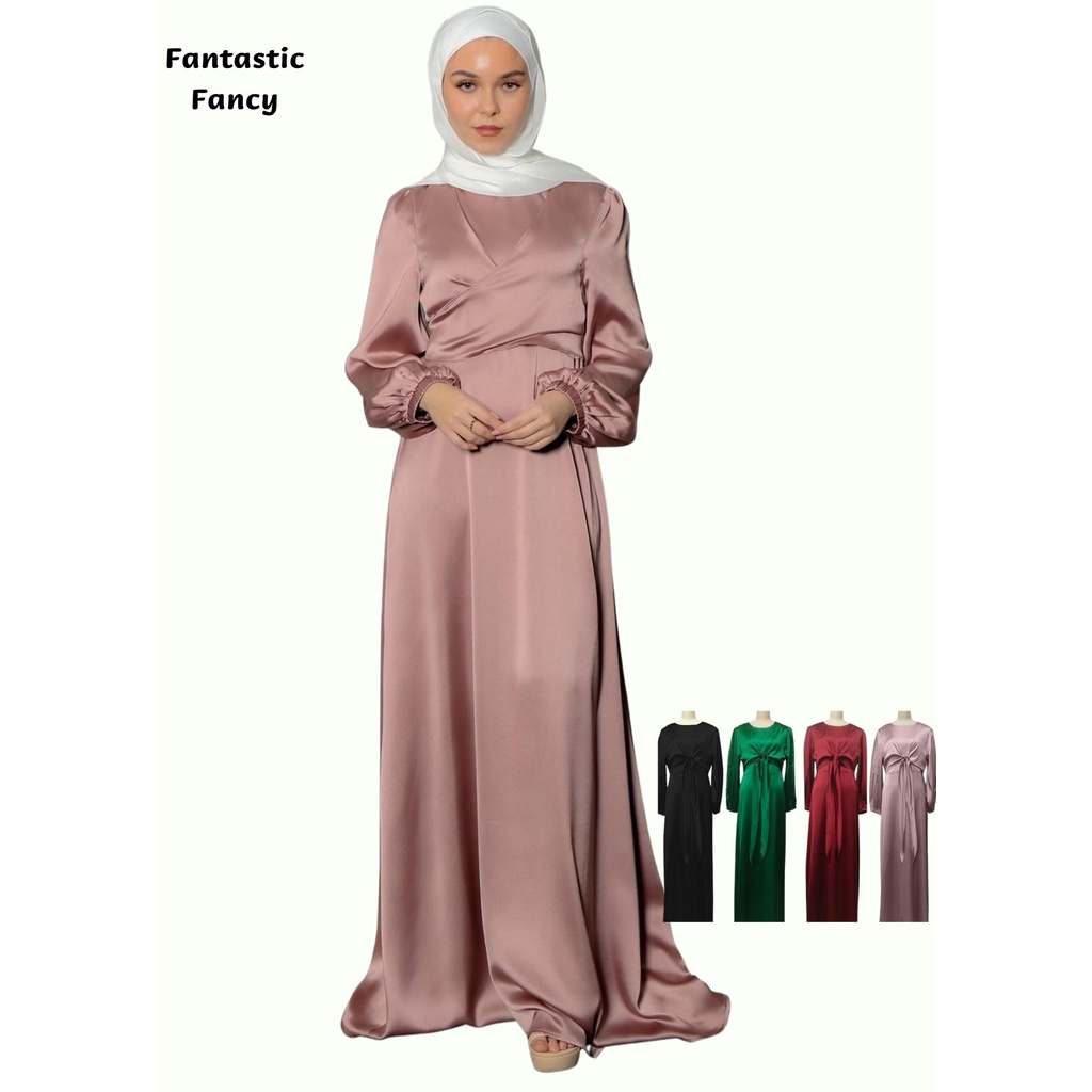 Satin Silk Dress, Women's Fashion, Muslimah Fashion, Dresses on Carousell