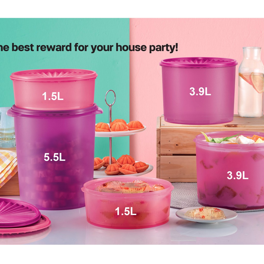 [Tupperware Level] Deco Canister 1.5L / 3.8L / 3.9L / 5.5L ( 1pc / 2pcs) Shopee Malaysia